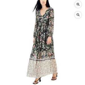 INC International Concepts Black and Pink Floral Maxi Dress